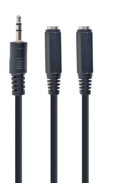 Купить ᐈ Кривой Рог ᐈ Низкая цена ᐈ Аудио-кабель Cablexpert 3.5 мм - 2х3.5 мм (M/F), 0.1 м, черный (CCA-415-0.1M)