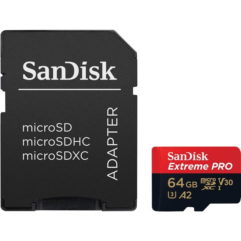 Купить ᐈ Кривой Рог ᐈ Низкая цена ᐈ Карта памяти MicroSDXC 64GB UHS-I U3 R200/W90MB/s SanDisk Extreme Pro V30 + SD-адаптер (SDSQ