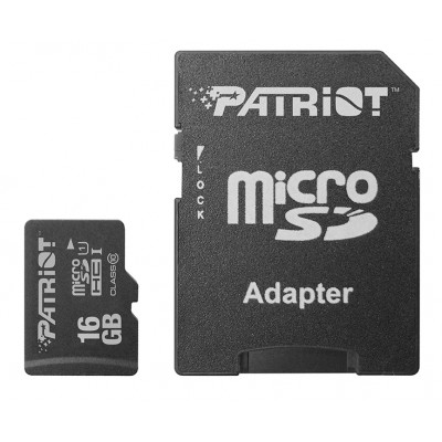 Купить ᐈ Кривой Рог ᐈ Низкая цена ᐈ Карта памяти MicroSDHC 16GB UHS-I Class 10 Patriot LX + SD-adapter (PSF16GMCSDHC10)