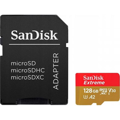 Купить ᐈ Кривой Рог ᐈ Низкая цена ᐈ Карта памяти MicroSDXC 128GB UHS-I U3 R190/W90MB/s SanDisk Extreme V30 + SD-адаптер (SDSQXAA