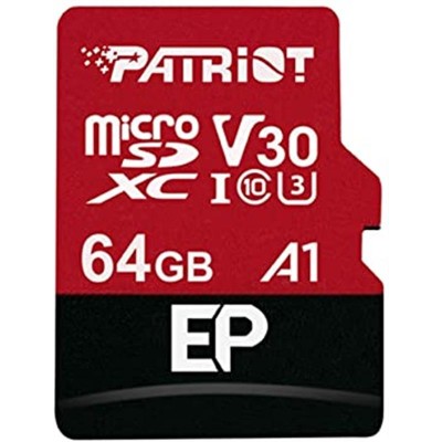 Купить ᐈ Кривой Рог ᐈ Низкая цена ᐈ Карта памяти MicroSDXC 64GB UHS-I/U3 Class 10 Patriot EP A1 R90/W80MB/s + SD-adapter (PEF64G