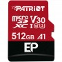Купить ᐈ Кривой Рог ᐈ Низкая цена ᐈ Карта памяти MicroSDXC 512GB UHS-I/U3 Class 10 Patriot EP A1 R90/W80MB/s + SD-adapter (PEF51