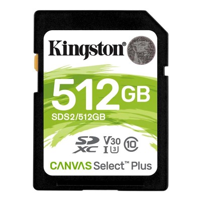 Купить ᐈ Кривой Рог ᐈ Низкая цена ᐈ Карта памяти SDXC 512GB UHS-I/U3 Class 10 Kingston Canvas Select Plus R100/W85MB/s (SDS2/512
