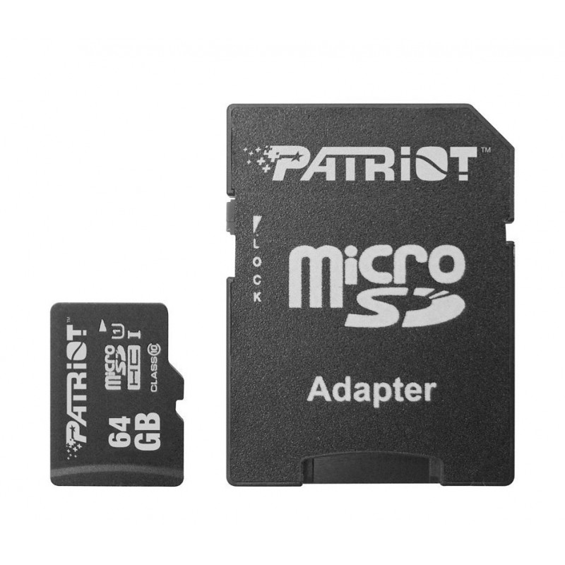 Купить ᐈ Кривой Рог ᐈ Низкая цена ᐈ Карта памяти MicroSDXC 64GB UHS-I Class 10 Patriot LX + SD-adapter (PSF64GMCSDXC10)