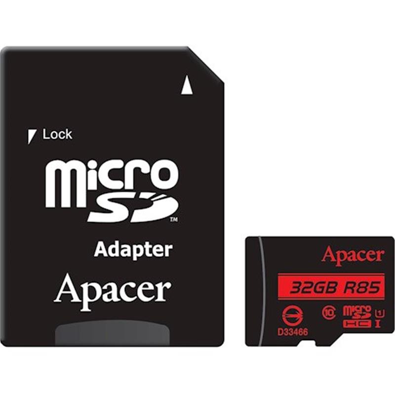 Купить ᐈ Кривой Рог ᐈ Низкая цена ᐈ Карта памяти MicroSDHC  32GB UHS-I Class 10 Apacer + SD adapter (AP32GMCSH10U5-R)