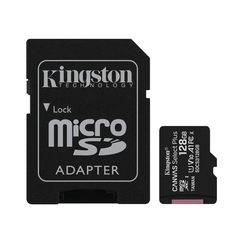 Купить ᐈ Кривой Рог ᐈ Низкая цена ᐈ Карта памяти MicroSDXC 128GB UHS-I Class 10 Kingston Canvas Select Plus R100MB/s + SD-адапте