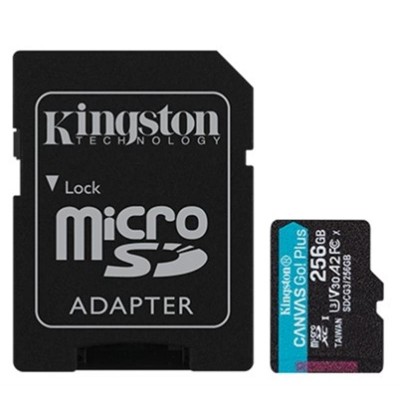 Купить ᐈ Кривой Рог ᐈ Низкая цена ᐈ Карта памяти MicroSDXC  256GB UHS-I/U3 Class 10 Kingston Canvas Go! Plus R170/W90MB/s + SD-а