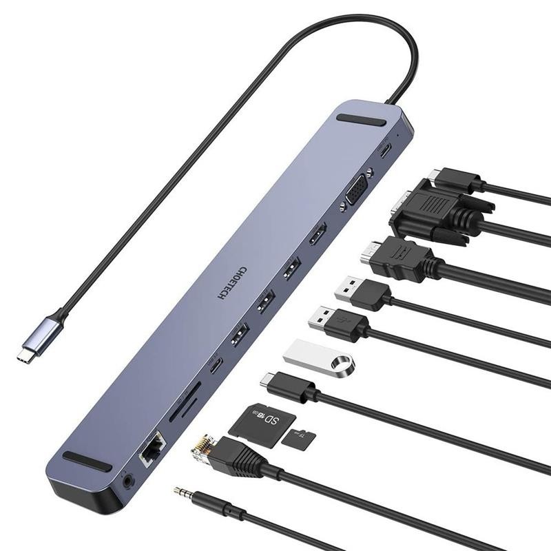 Купить ᐈ Кривой Рог ᐈ Низкая цена ᐈ Концентратор Choetech HUB-M20 11 in 1 USB-C Multiport HUB Station