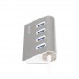 Купить ᐈ Кривой Рог ᐈ Низкая цена ᐈ Концентратор USB 3.0 Maxxter 4хUSB3.0 Silver (HU3A-4P-01) 