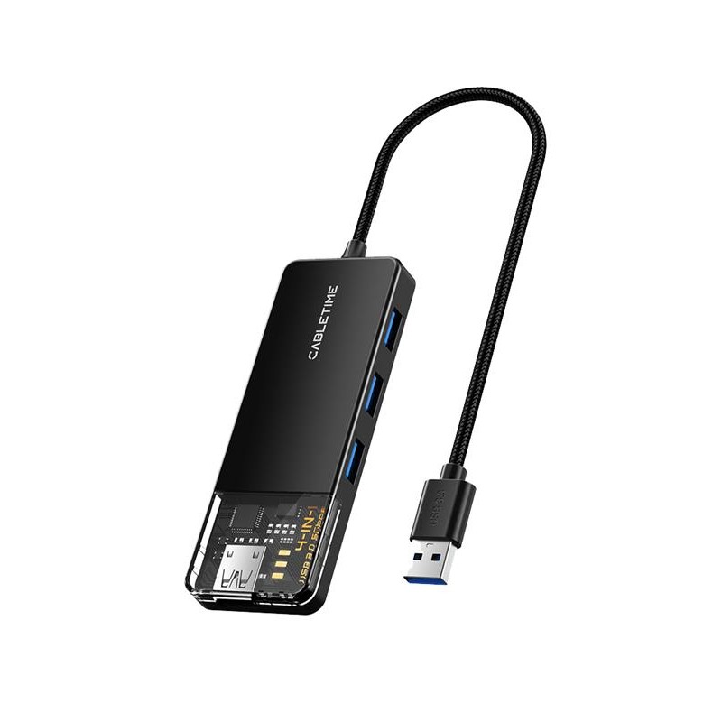 Купить ᐈ Кривой Рог ᐈ Низкая цена ᐈ Концентратор Cabletime USB Type C - 4 Port USB 3.0, 0.15 cm (CB02B)