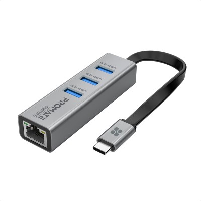 Купить ᐈ Кривой Рог ᐈ Низкая цена ᐈ Концентратор USB Promate GigaHub USB-C Grey (gigahub-c.grey)