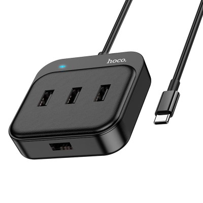 Купить ᐈ Кривой Рог ᐈ Низкая цена ᐈ Концентратор USB Type-C Hoco HB31 4хUSB2.0 Black (HB31CB)