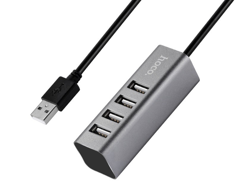Купить ᐈ Кривой Рог ᐈ Низкая цена ᐈ Концентратор USB2.0 Hoco HB1 4хUSB2.0 Tarnish (HB1UT)