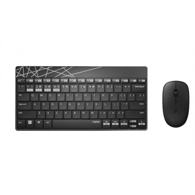 Купить ᐈ Кривой Рог ᐈ Низкая цена ᐈ Комплект (клавиатура, мышь) Rapoo 8000M Wireless Black