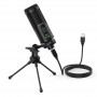 Купить ᐈ Кривой Рог ᐈ Низкая цена ᐈ Настольный микрофон USB с шумоподавлением Cabletime + штатив трипод (CM10B)