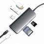 Купить ᐈ Кривой Рог ᐈ Низкая цена ᐈ Док-станция ProLogix (PR-WUC-105B) 7 in 1 USB3.1 Type C to HDMI+2*USB3.0+PD+Lan+TF+SD