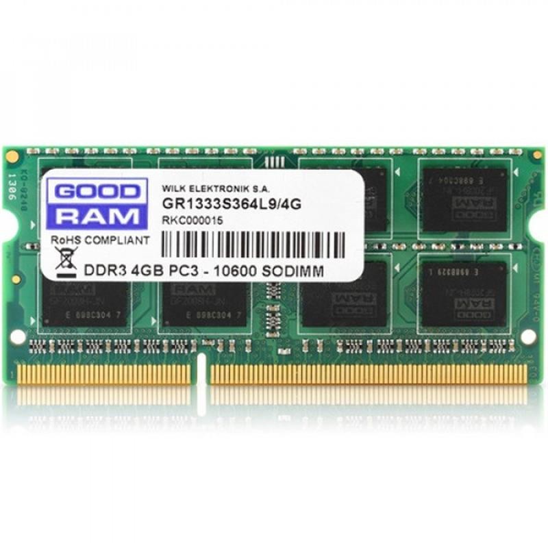 Купить ᐈ Кривой Рог ᐈ Низкая цена ᐈ Модуль памяти SO-DIMM 4GB/1333 DDR3 GOODRAM (GR1333S364L9S/4G)