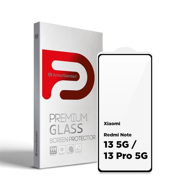 Купить ᐈ Кривой Рог ᐈ Низкая цена ᐈ Защитное стекло Armorstandart Full Glue для Xiaomi Redmi Note 13 5G/13 Pro 5G Black (ARM7463