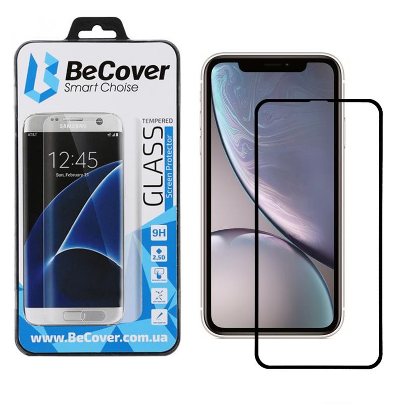Купить ᐈ Кривой Рог ᐈ Низкая цена ᐈ Защитное стекло BeCover для Apple iPhone XR Black (702621)