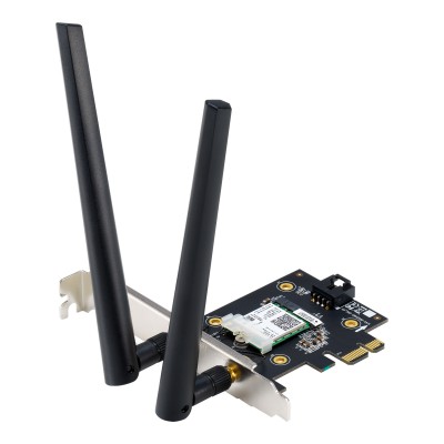 Купить ᐈ Кривой Рог ᐈ Низкая цена ᐈ Беспроводной адаптер Asus PCE-AX3000 (AX 3000, WiFi6, WPA3, Bluetooth 5.0, 2 внешних антенны