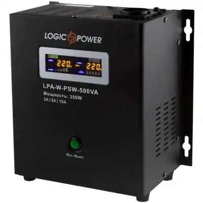 Купить ᐈ Кривой Рог ᐈ Низкая цена ᐈ ИБП LogicPower LPA-W-PSW-500VA (350Вт)2A/5A/10A, Lin.int., AVR, 1 x евро, LCD, металл, с пра