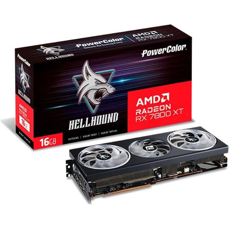 Купить ᐈ Кривой Рог ᐈ Низкая цена ᐈ Видеокарта AMD Radeon RX 7800 XT 16GB GDDR6 Hellhound PowerColor (RX 7800 XT 16G-L/OC)