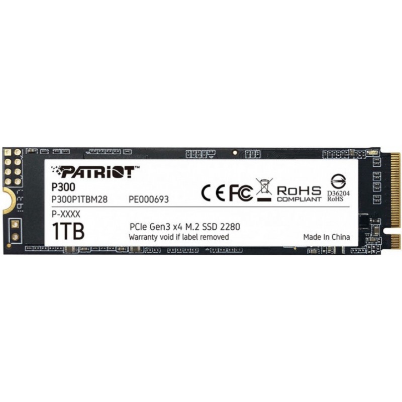 Купить ᐈ Кривой Рог ᐈ Низкая цена ᐈ Накопитель SSD 1TB Patriot P300 M.2 2280 PCIe 3.0 x4 NVMe TLC (P300P1TBM28)