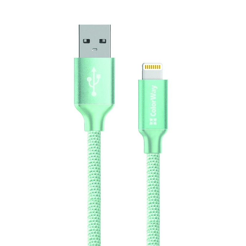 Купить ᐈ Кривой Рог ᐈ Низкая цена ᐈ Кабель ColorWay USB - Lightning (M/M), 1 м, Mint (CW-CBUL004-MT)