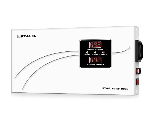 Купить ᐈ Кривой Рог ᐈ Низкая цена ᐈ Стабилизатор REAL-EL STAB SLIM-1000 White