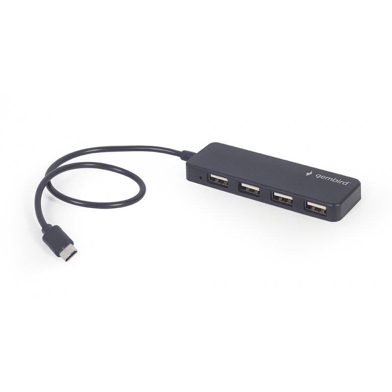 Купить ᐈ Кривой Рог ᐈ Низкая цена ᐈ Концентратор USB Type-C Gembird 4хUSB2.0, пластик, Black (UHB-CM-U2P4-01)