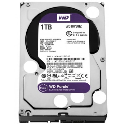 Купить ᐈ Кривой Рог ᐈ Низкая цена ᐈ Накопитель HDD SATA 1.0TB WD Purple 5400rpm 64MB (WD10PURZ)