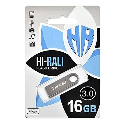 Купить ᐈ Кривой Рог ᐈ Низкая цена ᐈ Флеш-накопитель USB3.0 16GB Hi-Rali Shuttle Series Silver (HI-16GB3SHSL)