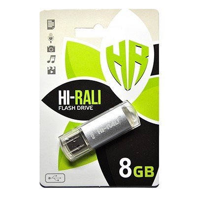 Купить ᐈ Кривой Рог ᐈ Низкая цена ᐈ Флеш-накопитель USB 8GB Hi-Rali Rocket Series Silver (HI-8GBVCSL)