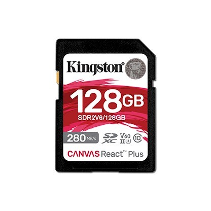 Купить ᐈ Кривой Рог ᐈ Низкая цена ᐈ Карта памяти SDHC  128GB UHS-II/U3 Class 10 Kingston Canvas React Plus V60 SD R280/W100MB/s 