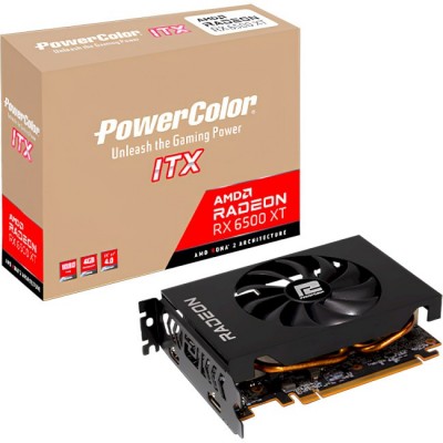 Купить ᐈ Кривой Рог ᐈ Низкая цена ᐈ Видеокарта AMD Radeon RX 6500 XT 4GB GDDR6 ITX PowerColor (AXRX 6500 XT 4GBD6-DH)