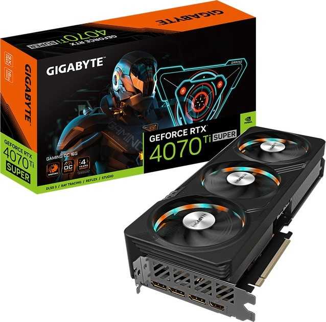 Купить ᐈ Кривой Рог ᐈ Низкая цена ᐈ Видеокарта GF RTX 4070 Ti Super 16GB GDDR6X Gaming OC Gigabyte (GV-N407TSGAMING OC-16GD)