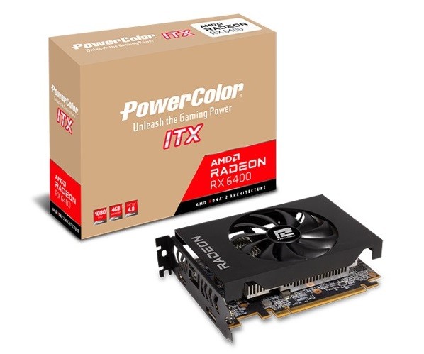 Купить ᐈ Кривой Рог ᐈ Низкая цена ᐈ Видеокарта AMD Radeon RX 6400 4GB GDDR6 ITX PowerColor (AXRX 6400 4GBD6-DH)