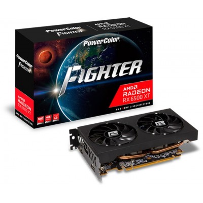 Купить ᐈ Кривой Рог ᐈ Низкая цена ᐈ Видеокарта AMD Radeon RX 6500 XT 4GB GDDR6 Fighter PowerColor (AXRX 6500 XT 4GBD6-DH/OC)