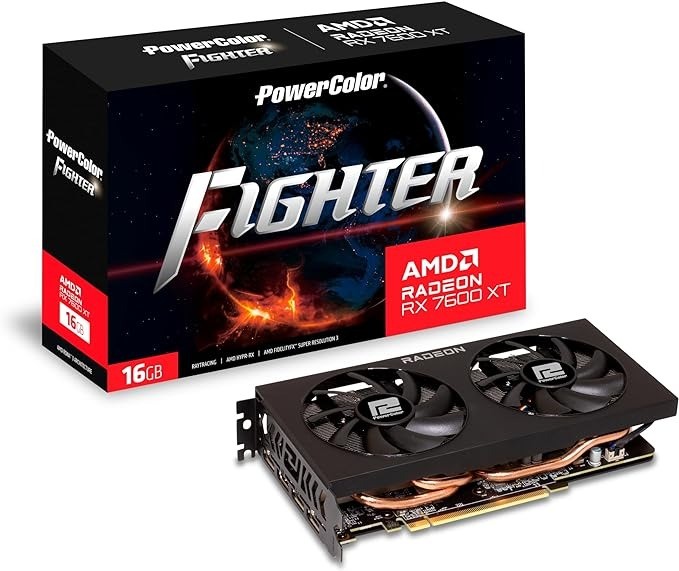 Купить ᐈ Кривой Рог ᐈ Низкая цена ᐈ Видеокарта AMD Radeon RX 7600 XT 16GB GDDR6 Fighter PowerColor (RX 7600 XT 16G-F)