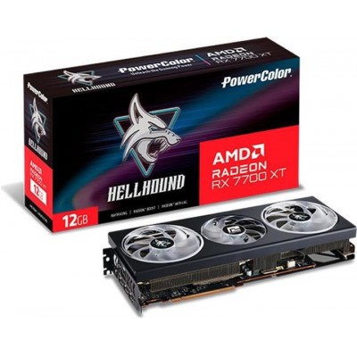 Купить ᐈ Кривой Рог ᐈ Низкая цена ᐈ Видеокарта AMD Radeon RX 7700 XT 12GB GDDR6 Hellhound PowerColor (RX 7700 XT 12G-L/OC)