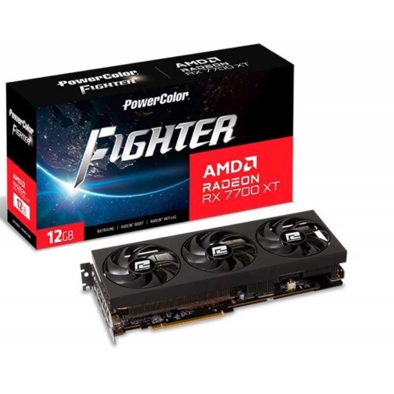 Купить ᐈ Кривой Рог ᐈ Низкая цена ᐈ Видеокарта AMD Radeon RX 7700 XT 12GB GDDR6 Fighter PowerColor (RX 7700 XT 12G-F/OC)