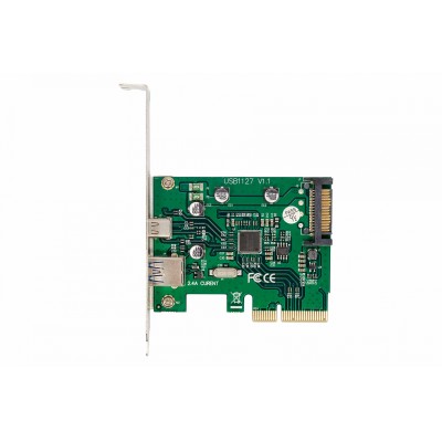 Купить ᐈ Кривой Рог ᐈ Низкая цена ᐈ Плата расширения Frime PCI-E to USB3.1 TYPE-A+C (1+1 порты) ASM1142 (ECF-PCIEtoUSB009.LP)