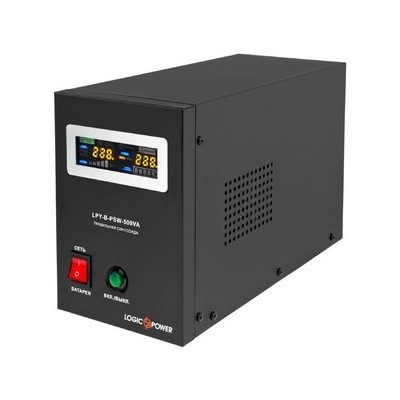 ИБП LogicPower LPY-B-PSW-500VA+ (350Вт)5A/10A, Lin.int., AVR, 2 x евро, LCD, металл, с правильной синусоидой, 12V