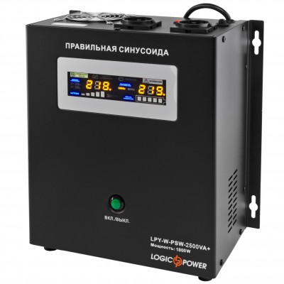 ИБП LogicPower LPY-W-PSW-2500VA+(1800Вт)10A/20A, Lin.int., AVR, 2 x евро, USB, LCD, металл