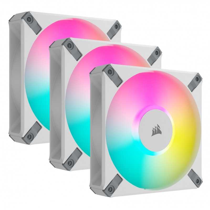 Купить ᐈ Кривой Рог ᐈ Низкая цена ᐈ Вентилятор Corsair AF120 RGB Elite White Triple Pack (CO-9050158-WW), 120x120x25мм, 4-pin PW