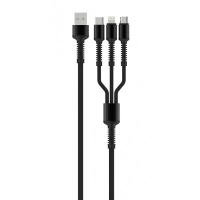 Кабель ColorWay USB - Lightning + micro USB + USB Type-C (M/M), 1.2 м, Dark Grey (CW-CBU3003-GR)