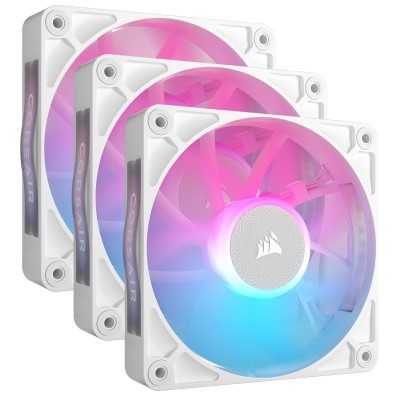 Купить ᐈ Кривой Рог ᐈ Низкая цена ᐈ Вентилятор Corsair iCUE Link RX120 RGB PWM White Triple Pack (CO-9051022-WW), 120x120x25мм, 