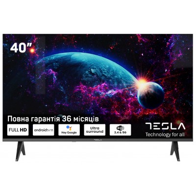 Купити Телевизор Tesla 40E635BFS/ 40"/ Full HD (1920х1080)/ 60 Гц/ со Smart TV/ 2 х 10 Вт/ wi-fi/ bluetooth/ Android TV/ черныйᐈ