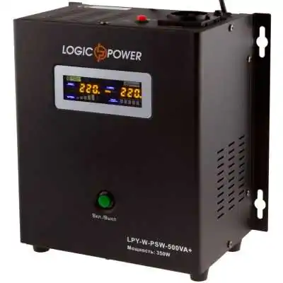 Купить ᐈ Кривой Рог ᐈ Низкая цена ᐈ ИБП LogicPower LPY-W-PSW-500VA+ (350Вт)5A/10A, Lin.int., AVR, 1 x евро, LCD, металл, с прави
