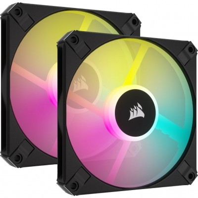 Купить ᐈ Кривой Рог ᐈ Низкая цена ᐈ Вентилятор Corsair iCUE AF120 RGB Slim Black Dual Fan Kit (CO-9050163-WW), 120x120x15мм, 4-p